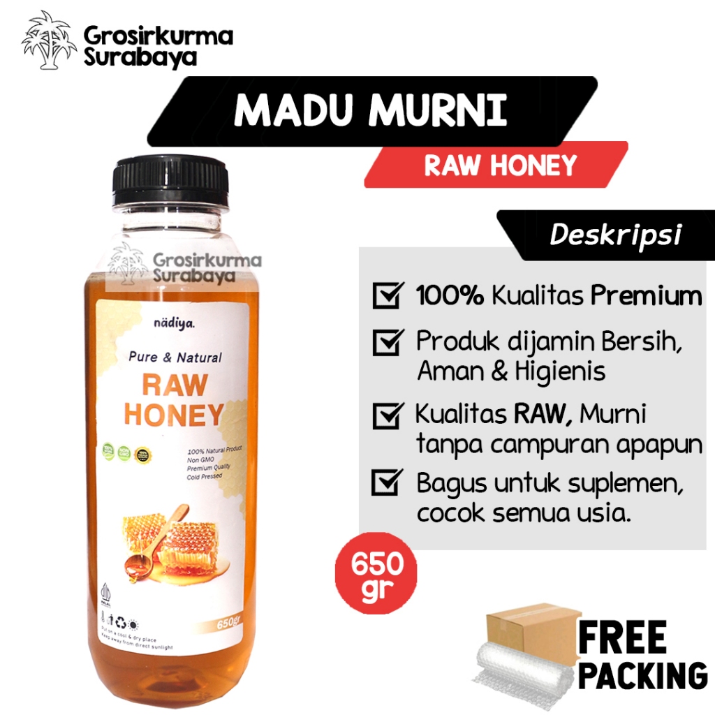 

MADU MURNI 650GR Kualitas Premium Raw Natural Honey Suplemen Kesehatan Keluarga Nektar Bunga Terbaik