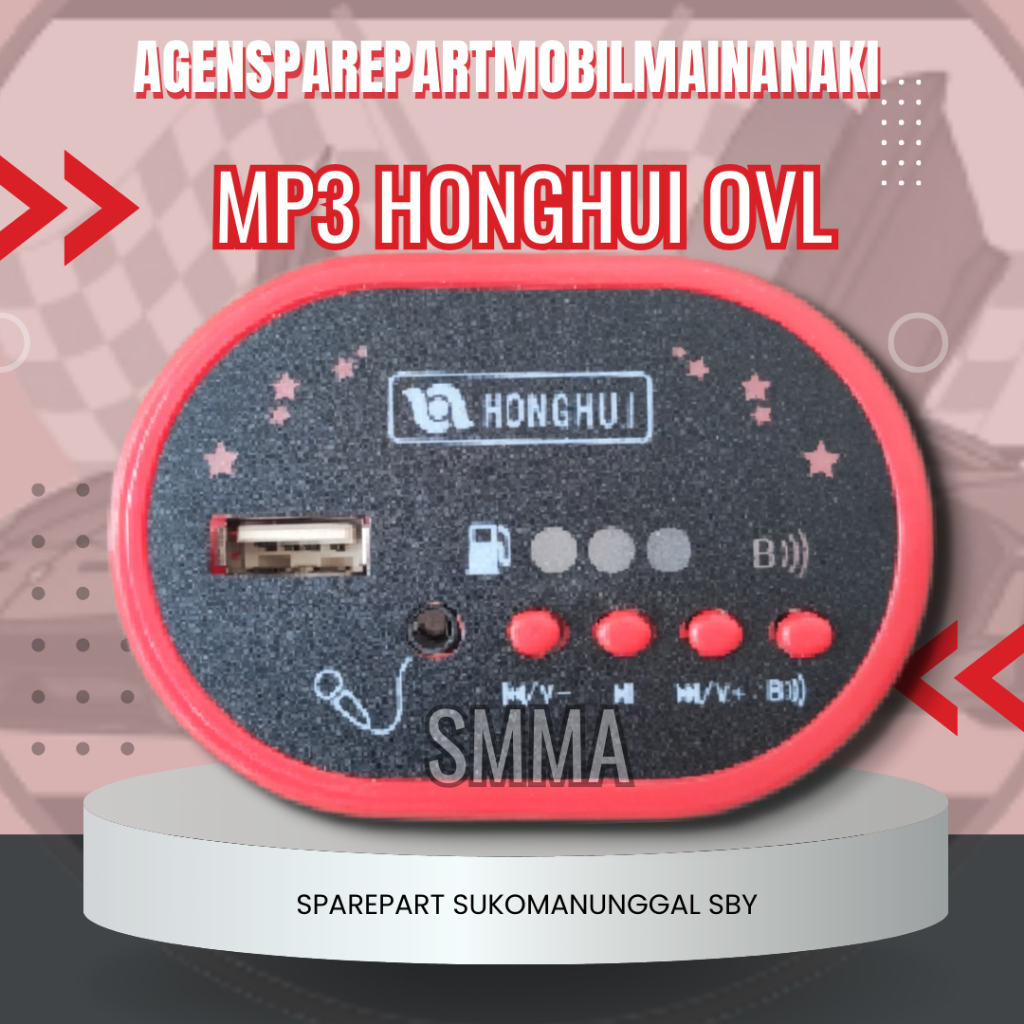 SMMA || MP3 MODUL MUSIK OVAL HONGHUI MERAH MUSIK USB BLUETOOTH MOBIL MAINAN AKI ANAK REMOT CONTROL