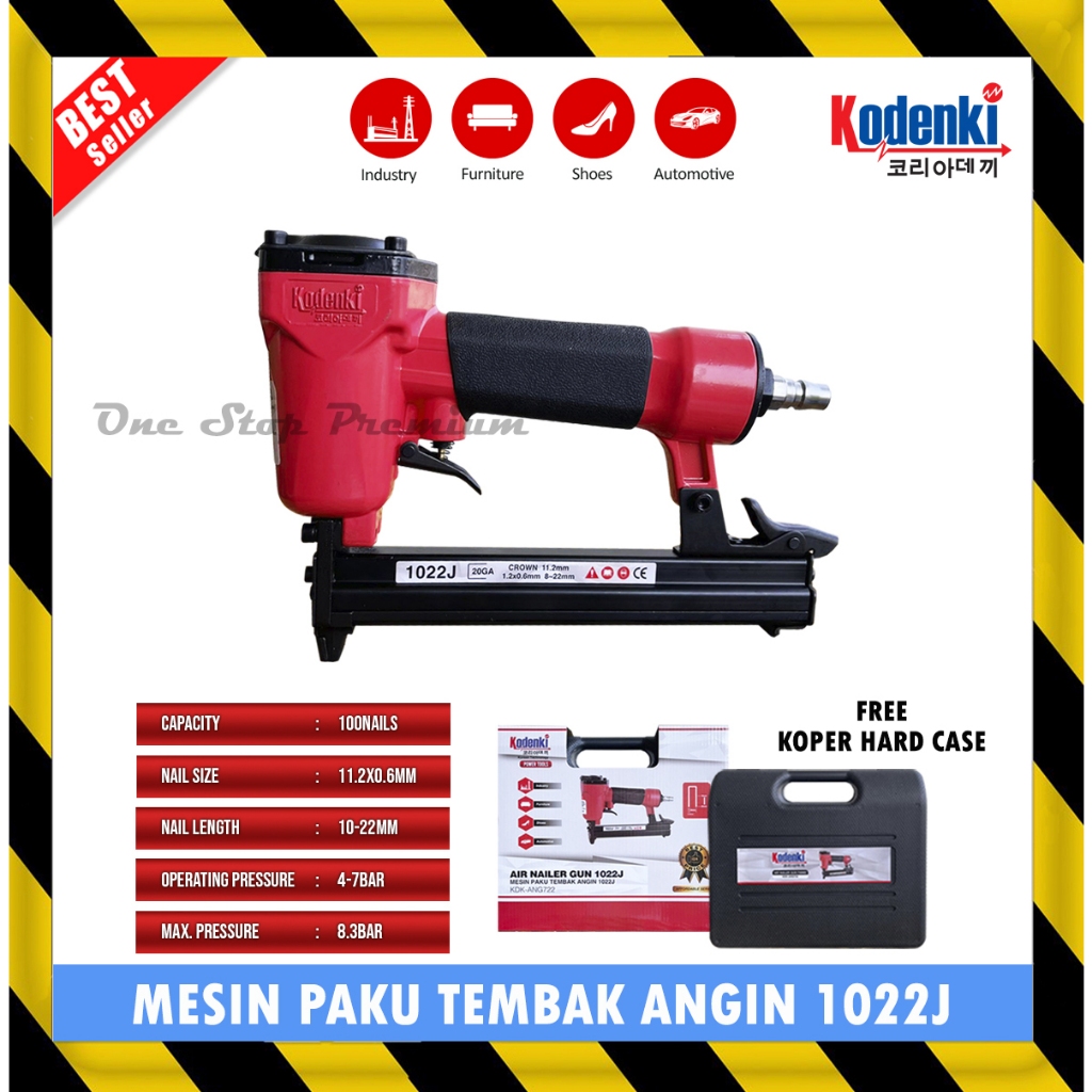 

ALAT MESIN STAPLER STAPLES SETEPLES STEPLES PAKU TEMBAK ANGIN AIR STAPLER NAILER NAIL GUN KODENKI 1022J UNTUK KAIN KULIT JOK SOFA KAYU FURNITUR FURNITURE MEBEL MEUBEL ROTAN PAPAN KAYU KARPET ISI ULANG REFIL 1006J 1008J 1010J 1013J 1016J MURAH KUAT