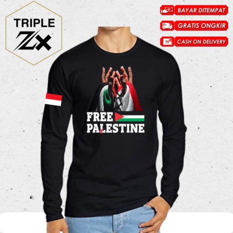 KAOS LENGAN PANJANG SAVE PALESTINE FREE PALESTINE