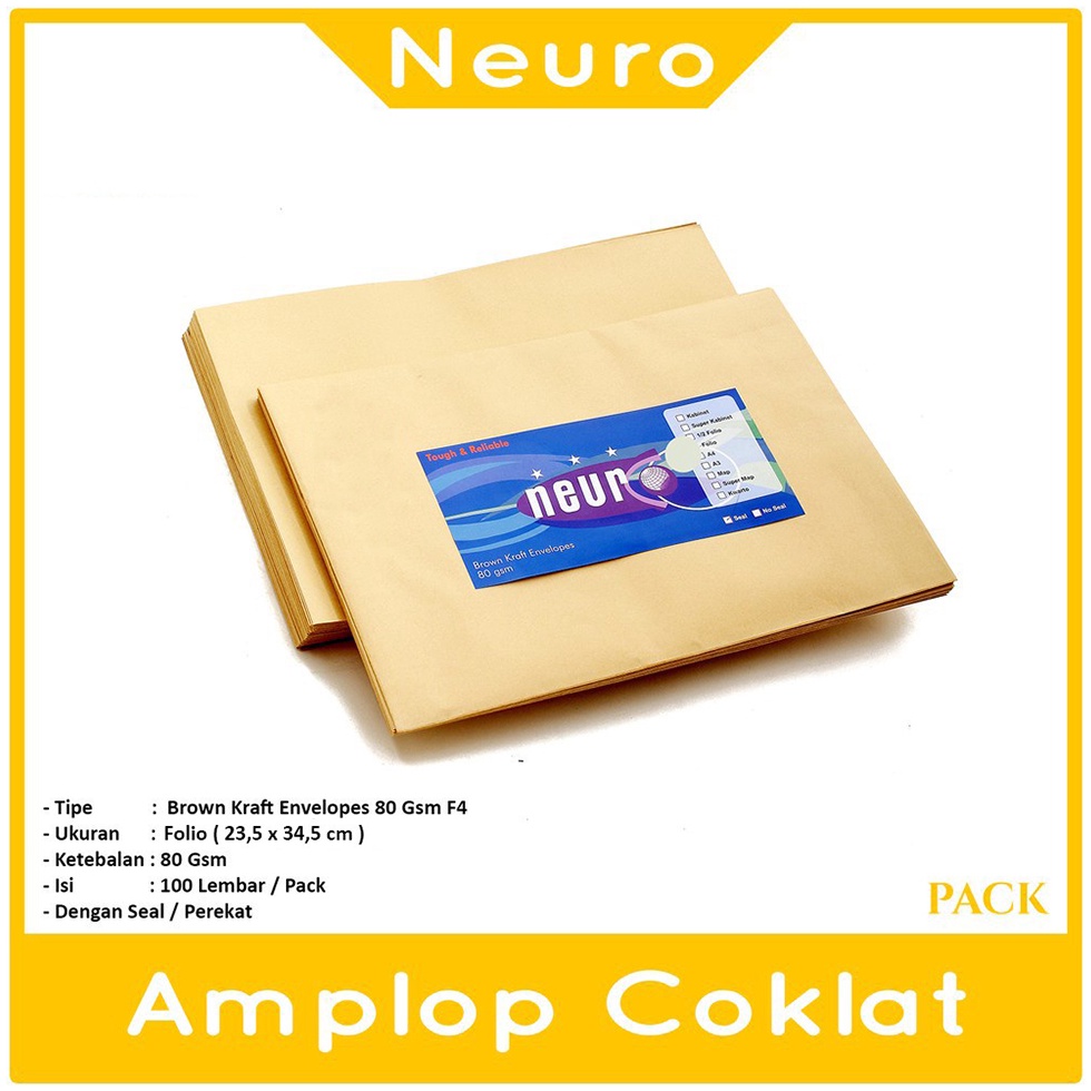 

Serba murah NEURO - Amplop Coklat Ukuran Folio Dengan Seal - Pack PDT