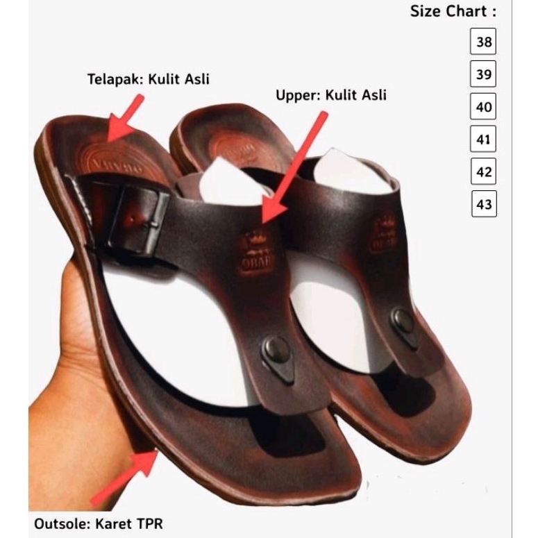 OBARA//SANDAL PRIA//SANDAL JEPIT PRIA 100℅ ASLI KULIT