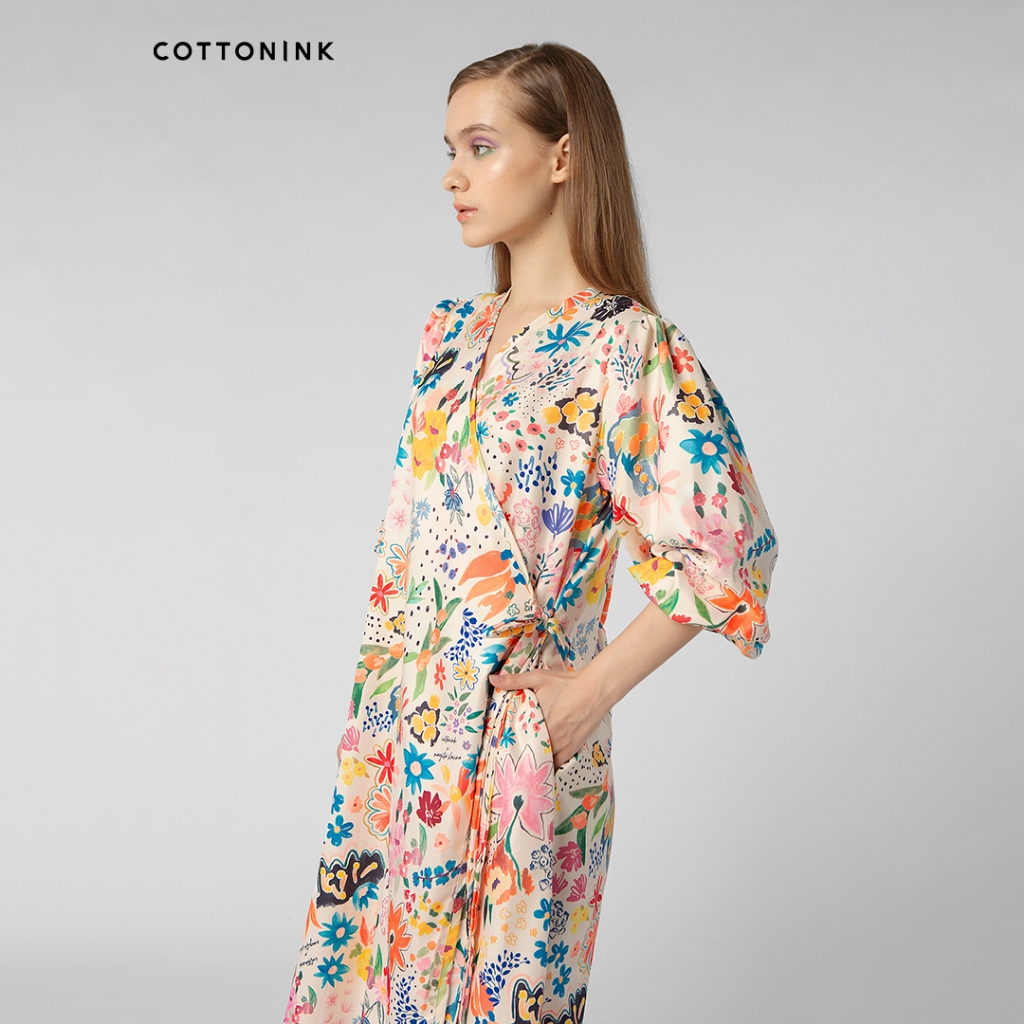 Cottonink - Dress Wanita Beige Fleur Haluki #CottoninkxNASL