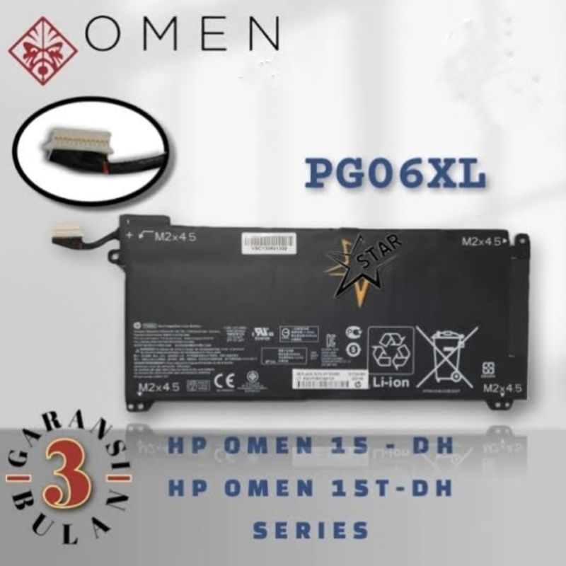 BATERAI HP OMEN 15-DH0000NK 15-DH0105TX 15-DH1020TX 15-DH0180TX PG06XL