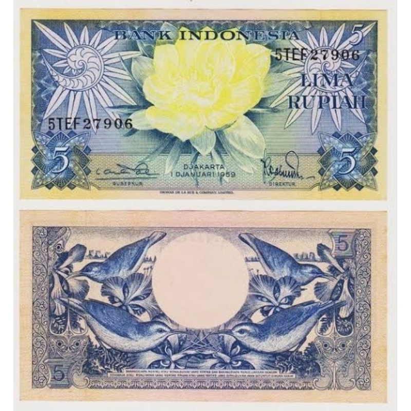 Uang Kuno 5 Rupiah 1959 Seri Bunga aUNC/UNC