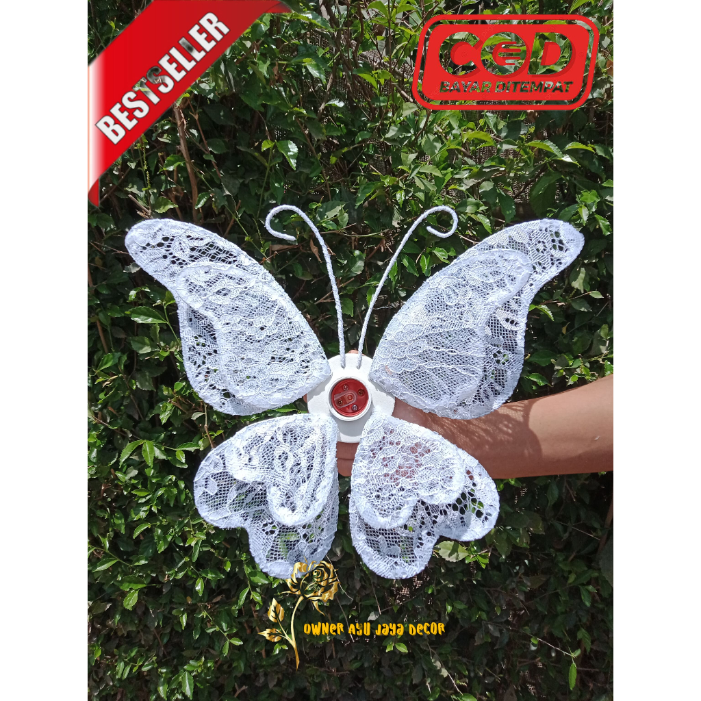 KELOPAK / KAP LAMPU BUNGA DEKORASI MODEL KUPU KUPU CANTIK MURAH + FITINGAN BAHAN KAIN BRUKAT