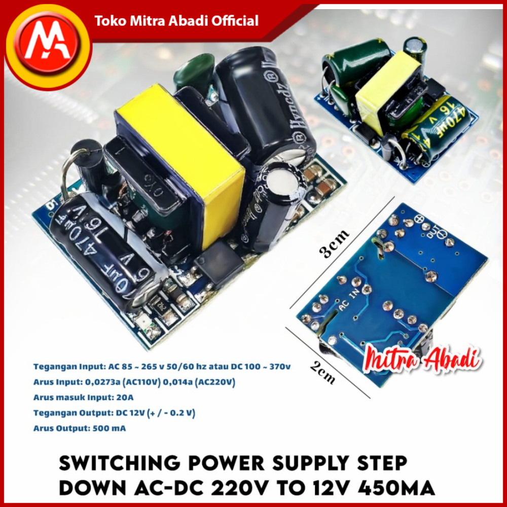 Switching Power Supply Step down AC - DC 220V to 12V 450mA