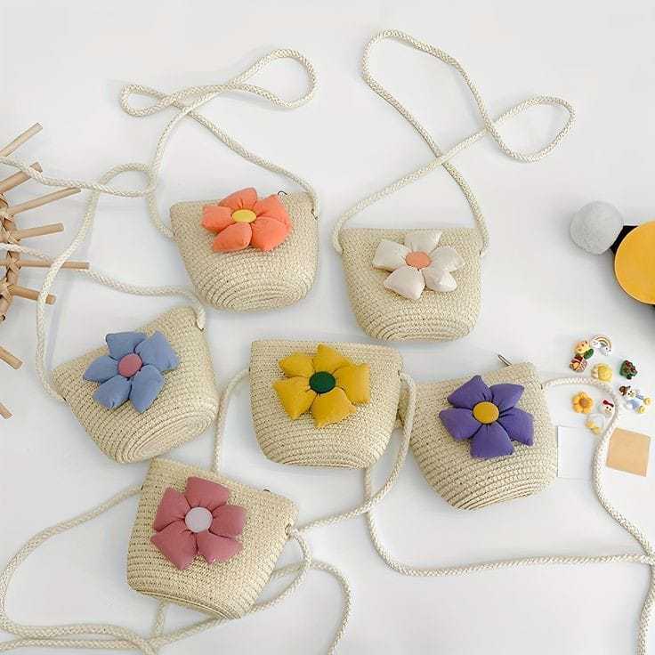 Tas Selempang Bahu Mini gaya Korea terbaru anak dan dewasa / Tas Rajut Anak / Tas Mini Jerami / Tas 