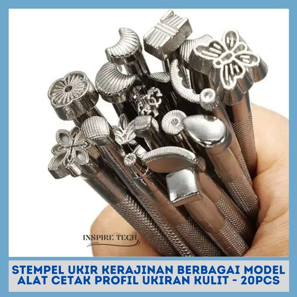 

Promo Stempel Ukir Kerajinan Berbagai Model Alat Cetak Profil Ukiran Kulit - 20pcs