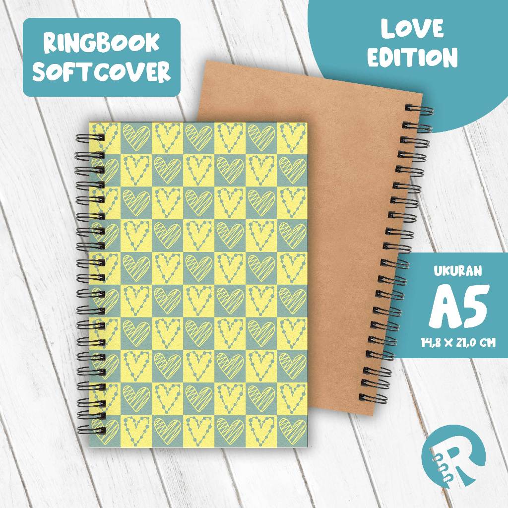 

Ringbook Softcover A5 Buku Catatan Garis/Polos Tema Love