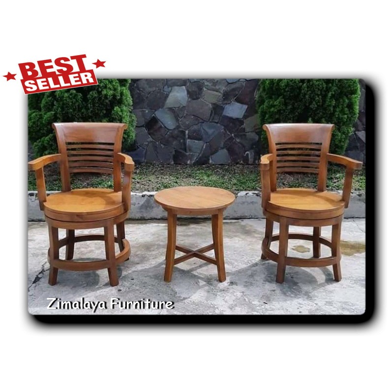 Kursi Teras Putar Kayu Jati Jepara- Kursi Jati Teras Rumah