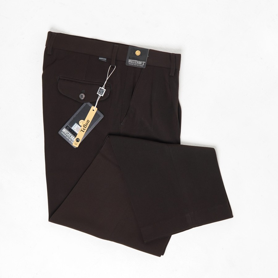 MUSTEVANS CELANA PANJANG FORMAL SUPER BIG SIZE REMPEL/PLOY COKLAT PRIA