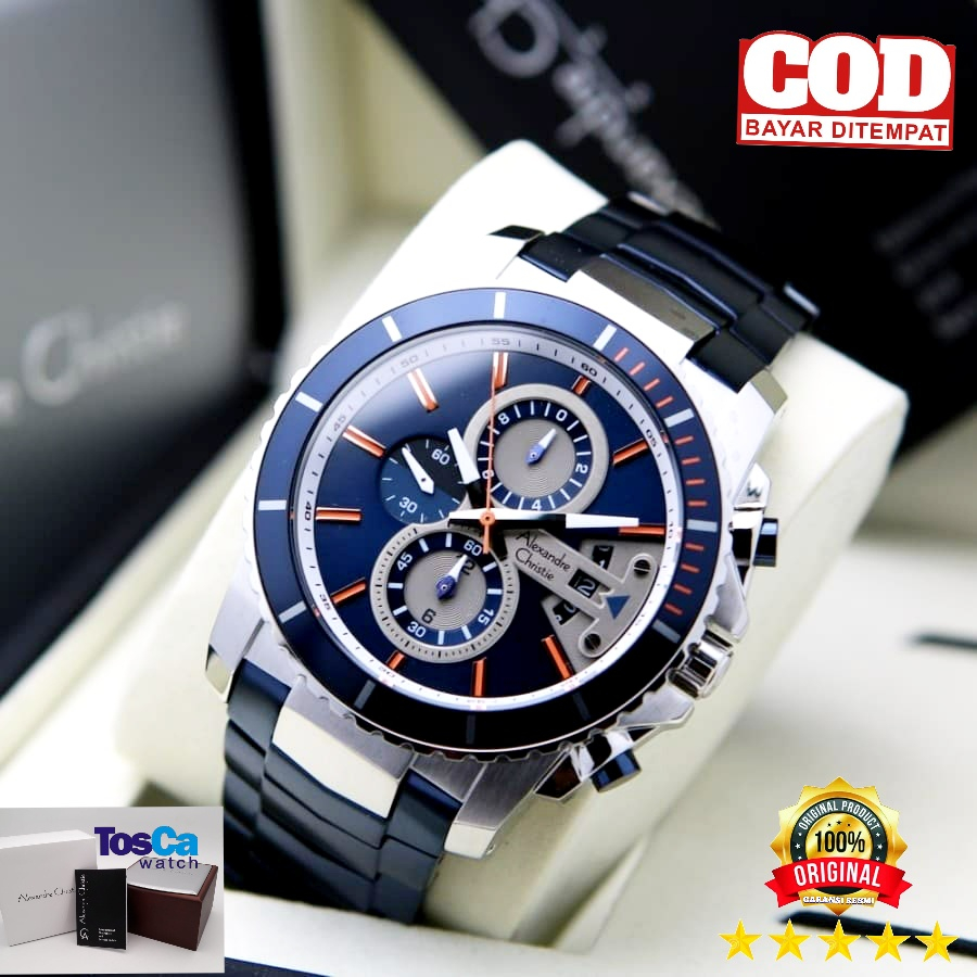 jam tangan alexander christie pria / 6455 original