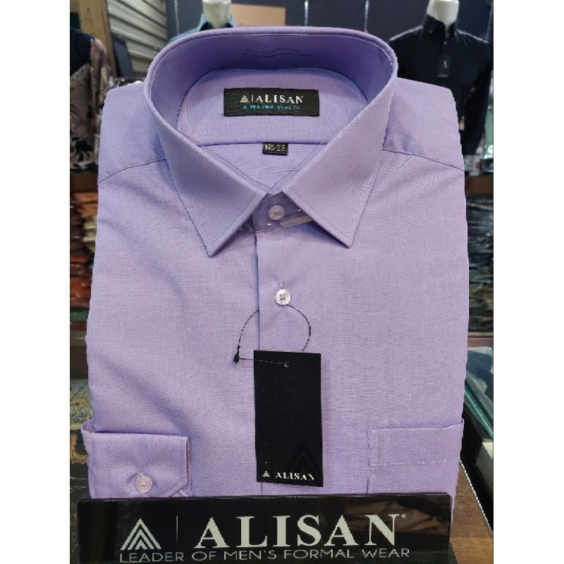 Alisan Kemeja Pria Lengan Panjang Reguler Warna Ungu 2.