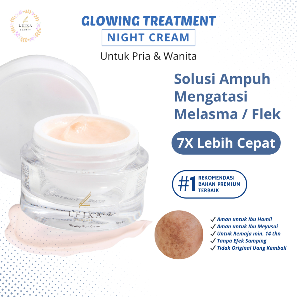 Krim Malam Flek Membandel AMPUH Krim Flek Hitam Terbaik Penghilang Flek Leika Skincare Flek Melasma