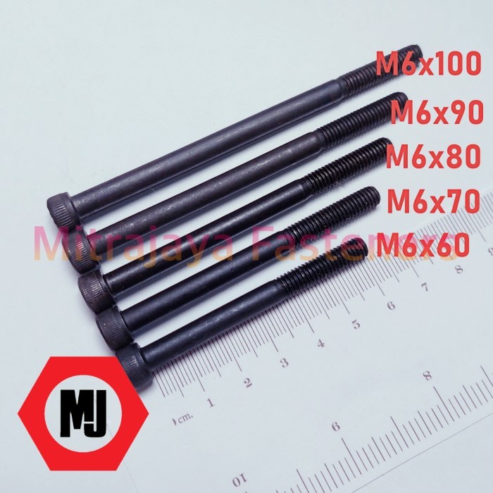 M6x100 Baut L Baja Hitam