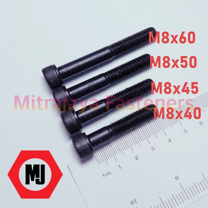 M8x45 Baut L Baja Hitam