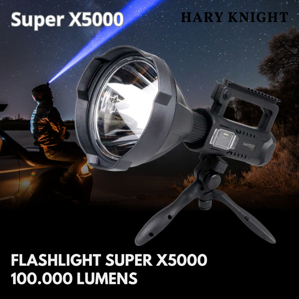Senter LED X5000 Flashlight Super Terang 100000 lumens USB Rechargeable