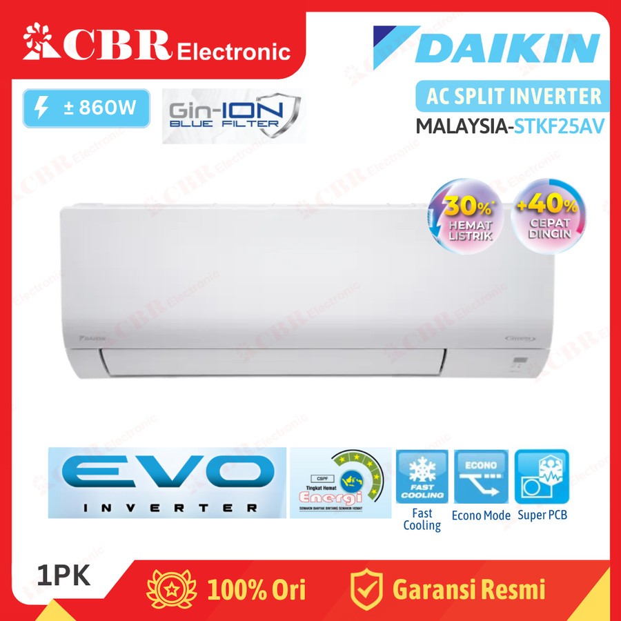 AC Split DAIKIN Inverter 1 PK STKF25AV (Gin-ION FILTER) MALAYSIA