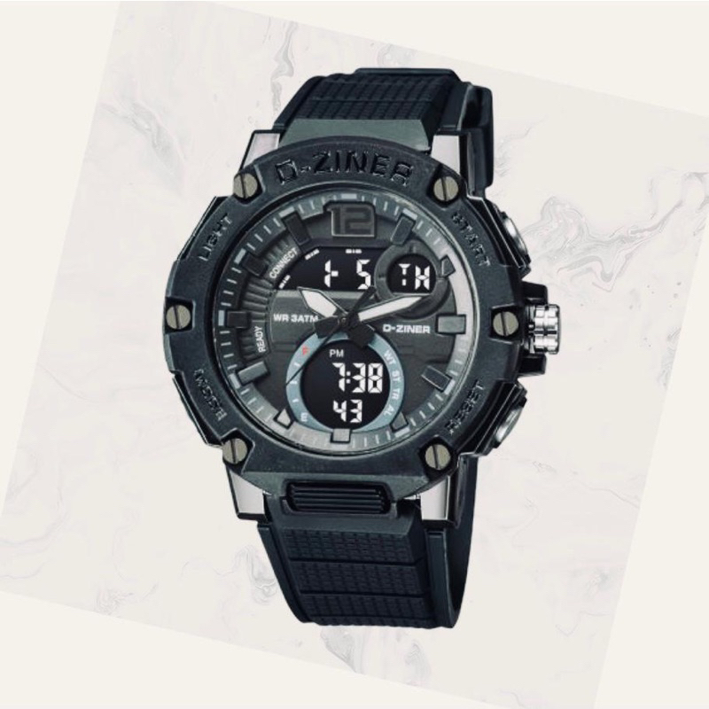 JAM TANGAN PRIA DZINER 8283 DOUBLE TIME WATER RESISTANT