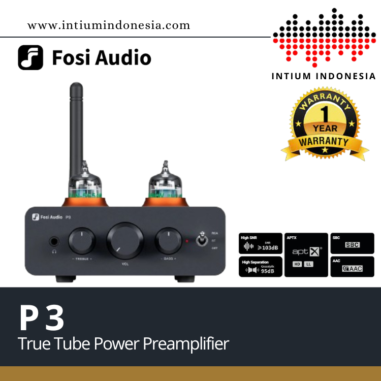 Preamplifier Fosi Audio P3 True Tube - Preamplifier / Headphone Amplifier Hybrid Hitam