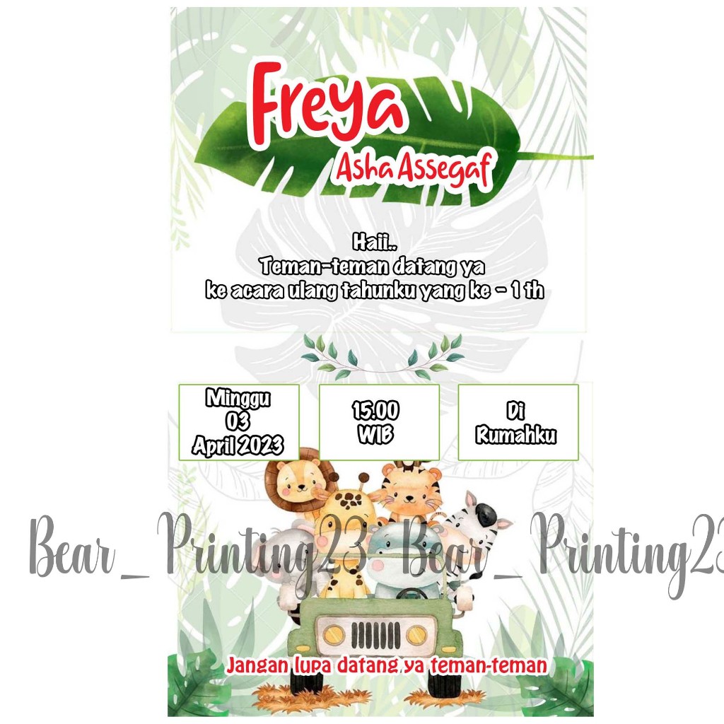 (UNDANGAN ULTAH) /Undangan ulang tahun / undangan ultah / undangan cetak / cetak undangan