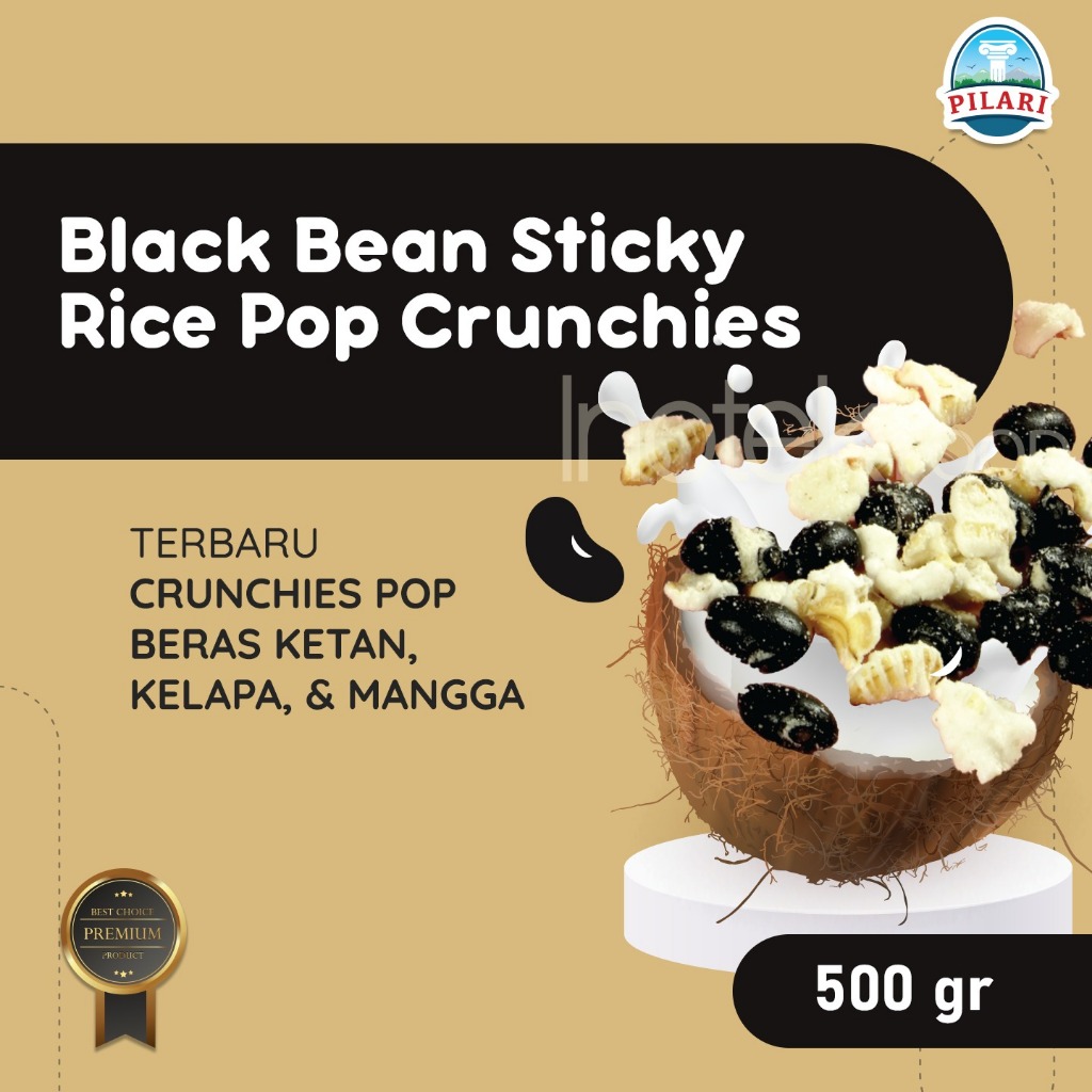 

BLACK BEAN STICKY RICE POP CRUNCHIES @500GR - TOPING STICKY RICE RASA KACANG HITAM