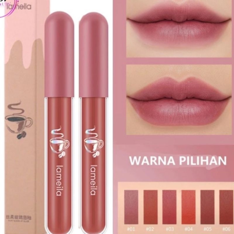 Lipstik Matte NUDE tahan lama Lameila / Lipglaze  NUDE waterproof 6 warna Lameila