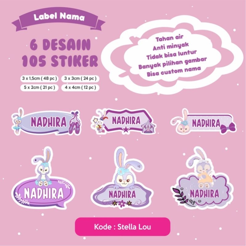 Stiker nama anak / label nama waterproof murah