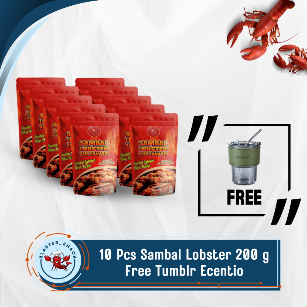 

[Free Botol Minum Ecentio] Sambal Lobster Air Tawar Isi 10 Pcs