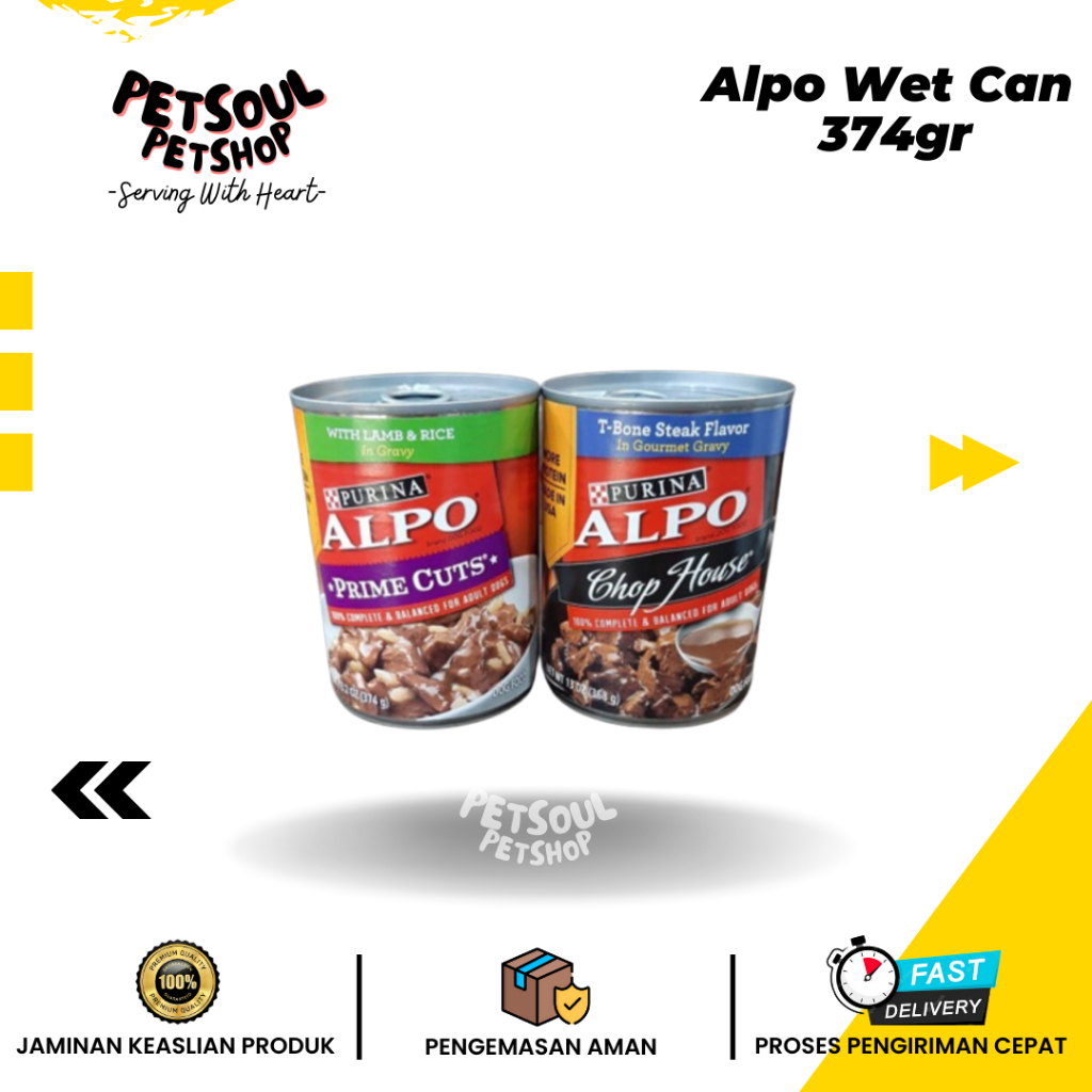 Alpo Wet Can 374gr / Makanan kaleng Alpo / Alpo T-Bone / Alpo Lamb / Alpo Beef / Alpo Dog Food Can
