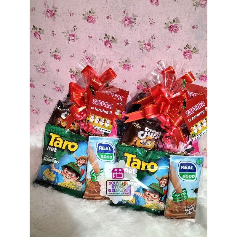 

Mini snack Krekep || Bingkisan ulang tahun kemas pita tengah || Paket taro || Snack ultah 5rb