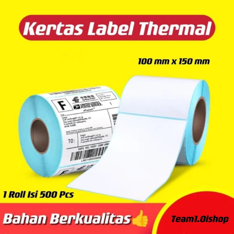 

Label Thermal 100x150 isi 500pcs kertas Stiker Barcode A6 Thermal stiker⭐Team1.Olshop⭐