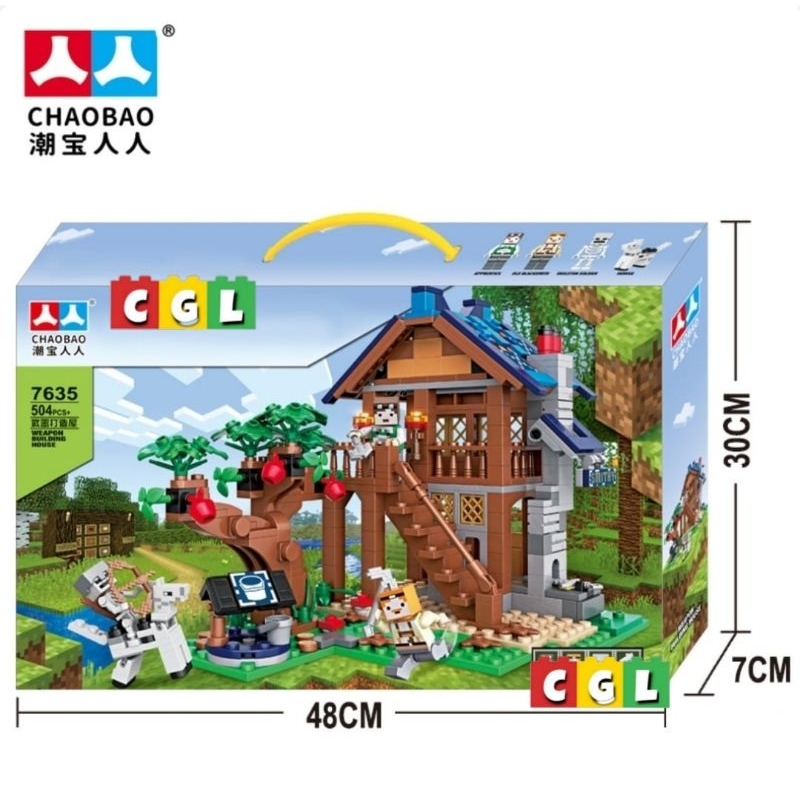 Mainan Bricks Minecraf My World Jungle Tree House Rumah Pohon Steve Village