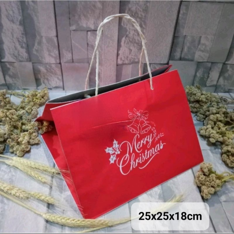 

5pcs Paperbag Kraft 25x25x18cm Hampers Natal Christmas