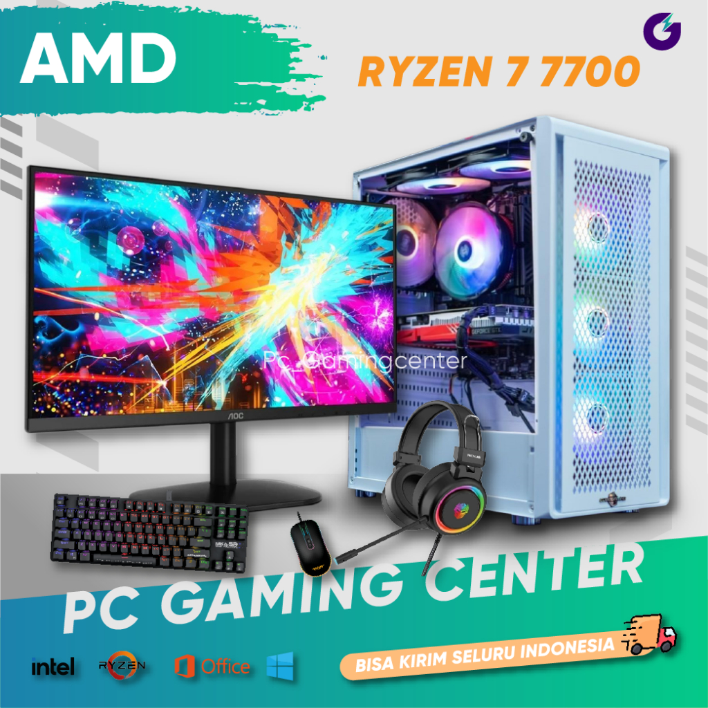 PC GAMING RYZEN 7 RAM 32 GB SSD 512 GB KOMPUTER GAME EDITING RENDER LIVE STREAMING LENGKAP MONITOR R