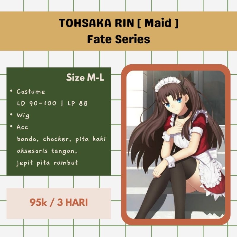 [ RENTAL ] Costume Cosplay Maid Tohsaka Rin