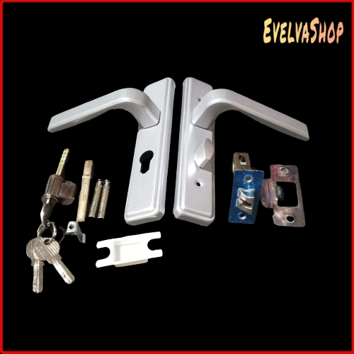 Handle Pintu Pintu Alumunium Premium Silver Gagang Pintu Full Set