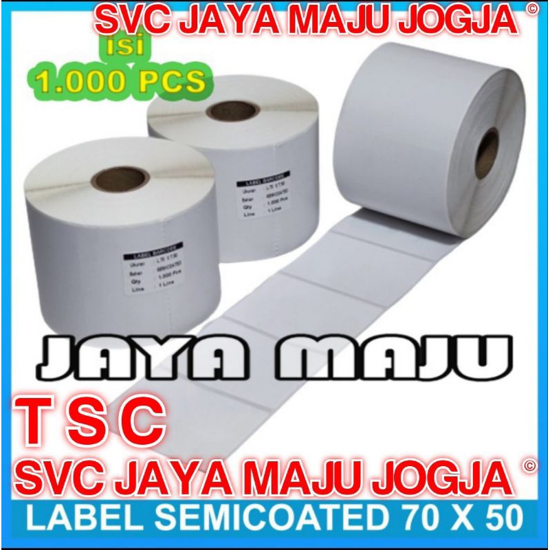 

[ TSC ] 70 X 50 - 1 LINE SEMICOATED - FACE IN - ISI 1.000 PCS || CORE 1" || LABEL BARCODE THERMAL TRANSFER PAKAI RIBBON - KERTAS STICKER E-TICKET FARMASI RESEP OBAT APOTEK || 70X50 - TTP244PRO TTP244 PRO TTP 244 PRO TTP542 TTP 542 - ISI 1000