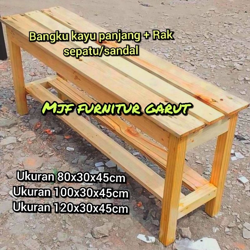 Kursi kayu/Bangku kayu panjang dan rak sepatu/Bangku panjang/Rak sepatu dan bangku/Bangku warung/Ban