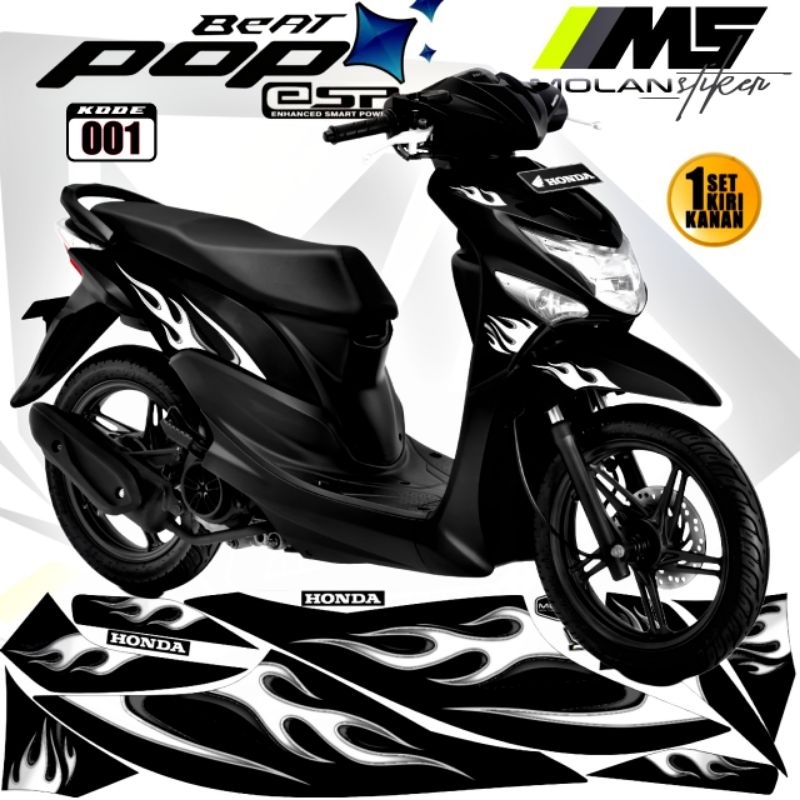 Decal Sticker Striping Variasi Beat Pop Api Honda Beat Pop 110 Esp Cbs Iss Beat Pop 2013-2023 Beat P