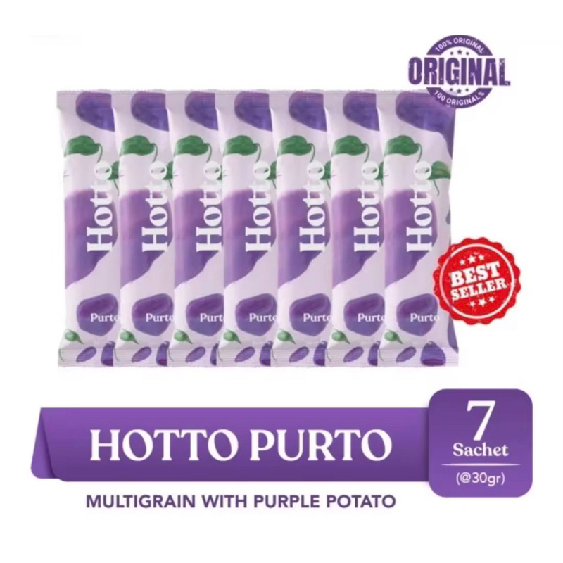 

(Bisa Gosend) 7 SACHET HOTTO PURTO Superfood Ubi Ungu Multigrains BPOM HALAL