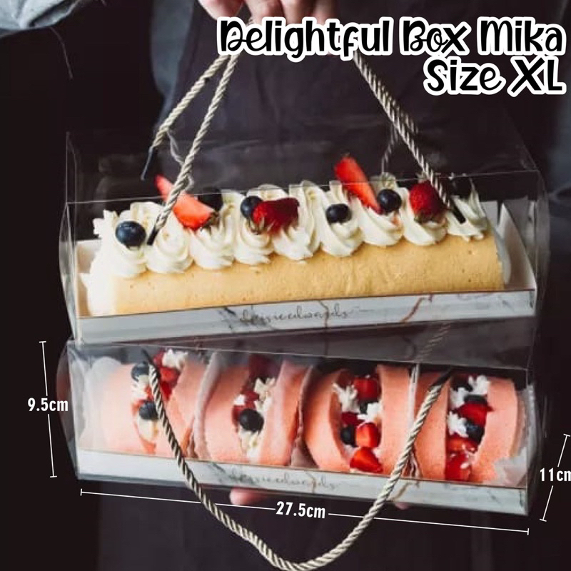 Box Mika Persegi Bolu Gulung ( Per 10Pc) + Alas / Box Bolu Gulung