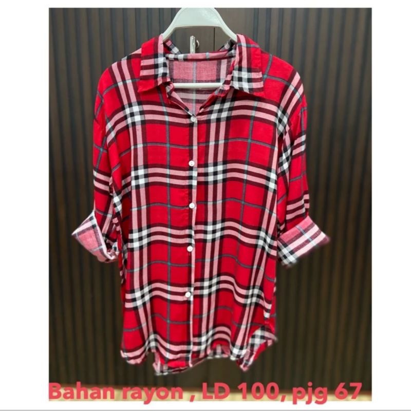 *A* Kemeja Rayon Wanita / Kemeja Wanita Motif Kotak