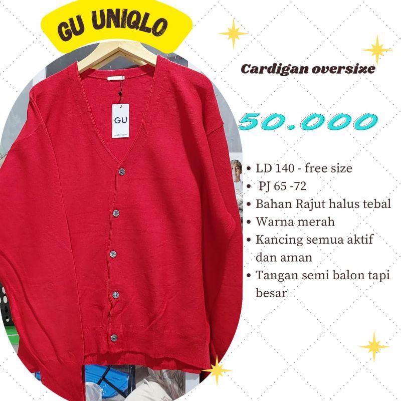 GU UNIQLO CARDIGAN RAJUT TEBAL OVERSIZE JUMBO SIZE
