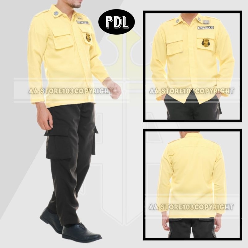 Setelan Pdl Satpam Cream Lengan Panjang - Seragam Satpam Cream