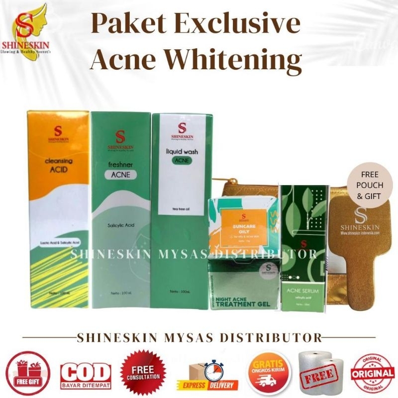 Shineskin paket acne radang isi 6 / Paket Acne Exclusive / Paket Acne Whitening