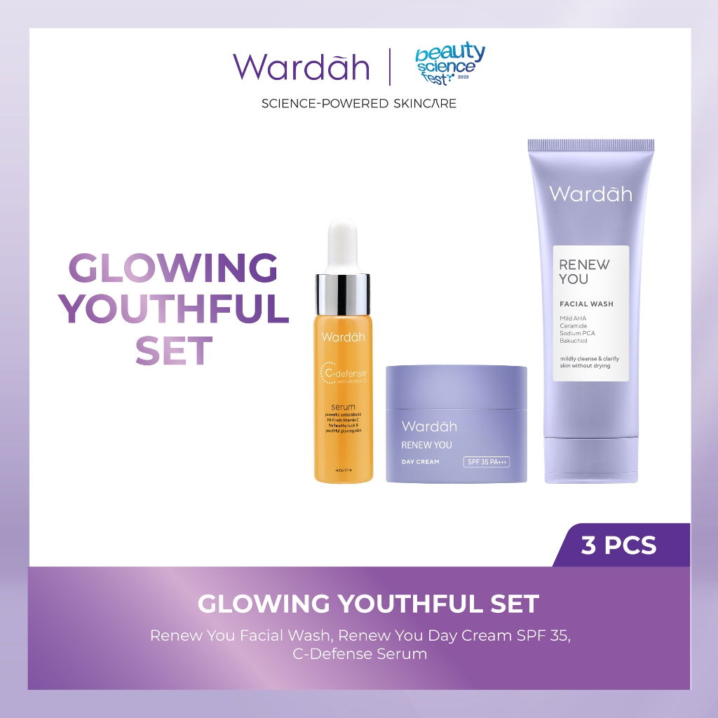Paket Skincare Wardah Isi 3 pcs - Face Wash, Day Cream, Sunscreen &amp; Serum Paket Solusi Masalah Kulit