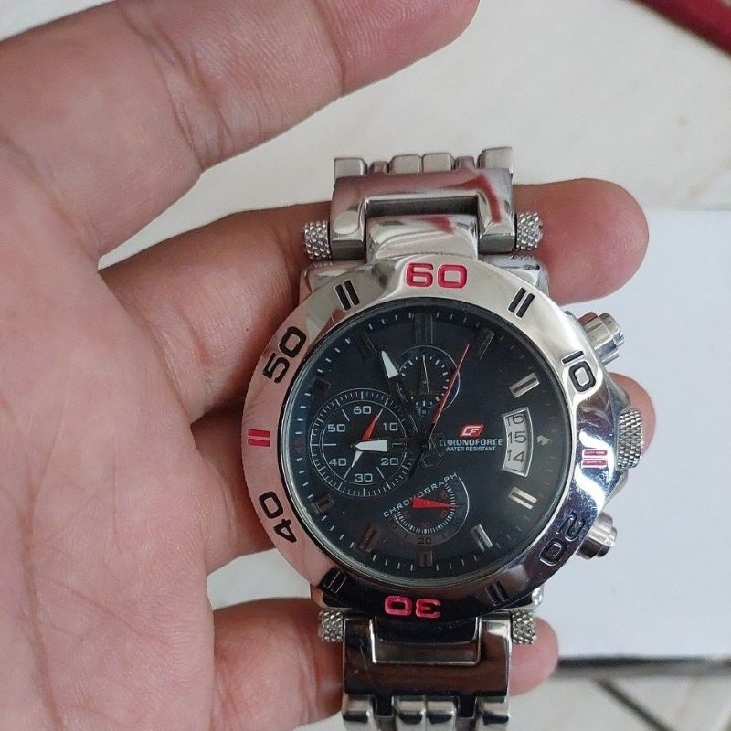 jam tangan original chronograph Chronoforce Big Size 52mm preloved second bekas