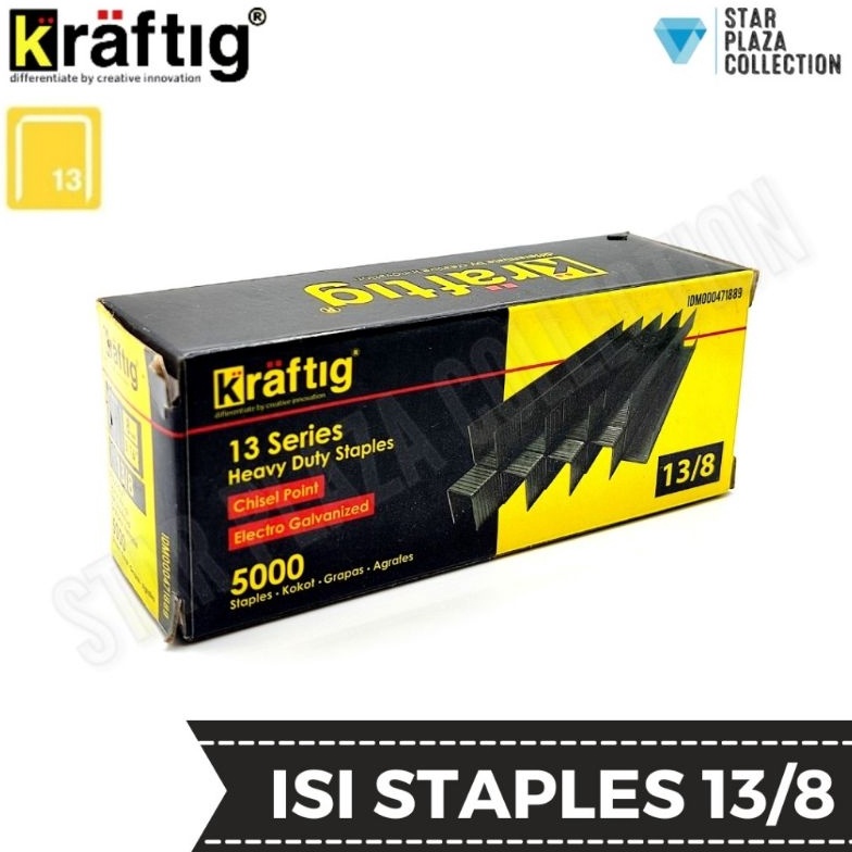 

FLASH SALE Isi Staples Manual / Staples Tembak Guntacker Merek KRAFTIG Uk. 13/8mm (8mm) Original - untuk Pengerjaan Jok Motor, Jok Mobil, Sofa, Funiture, Kayu